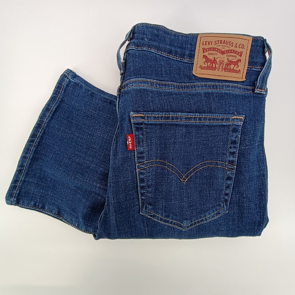 Levi 725 High Rise Bootcut Jeans Women 31x32 Blue Denim Stretch Slim Retro